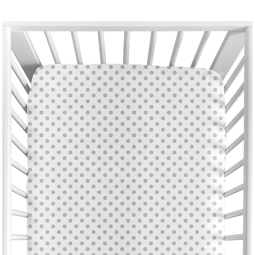 Sweet Jojo Designs Grey/White Polka Dot Bed Sheet